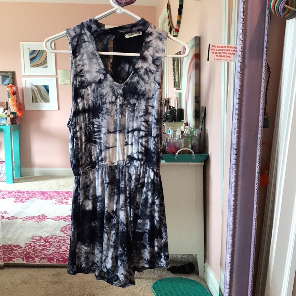 Blue tie dye romper
